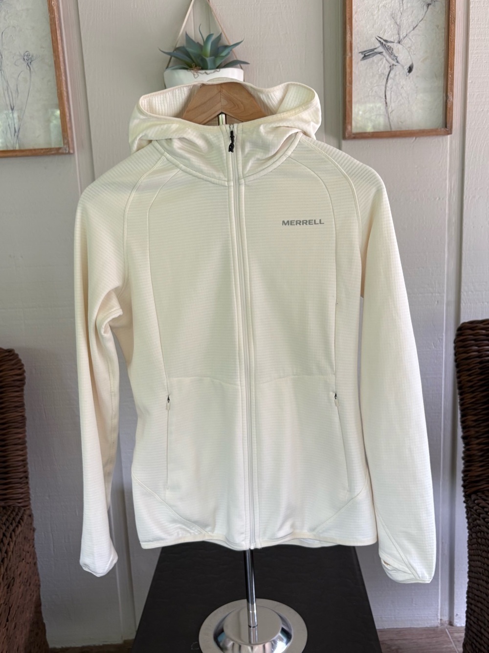Merrell Off-White Hooded Full-Zip Performance Jacket